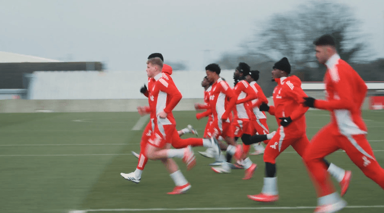 Nottingham Forest players complete a training session.